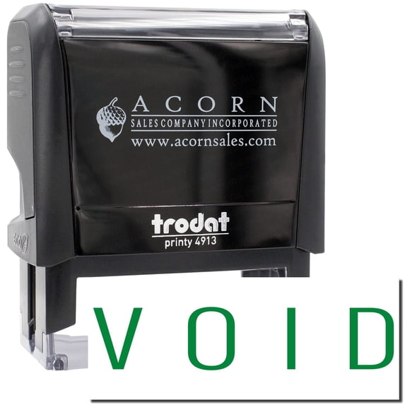Large Self-Inking Narrow Void Stamp, Trodat Printy 4913, Press and Print Stamping, Impression Size 7/8" x 2-1/4", Up to 10,000 Impressions - Green Ink