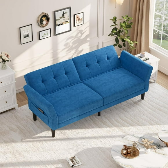 AKDSteel 89" Futon Sofa Bed, Convertible Sleeper Sofa with Adjustable Backrest & Armrest, Modern Futon Couch Bed, Loveseat Sleeper for Living Room Bedroom Apartments