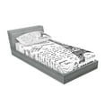 thumbnail image 2 of Ambesonne Black White Fitted Sheet & Pillow Sham Set, Bonjour Croissan Coffee, Twin, Black White, 2 of 2