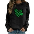 thumbnail image 2 of BLTIBY Womens St. Patrick's Day Sweatshirts Irish Shamrock Lucky Shirt Clover Printed Round Neck Long Sleeve Tee Holiday Pullover Outwear Tops 2025 Black L, 2 of 5