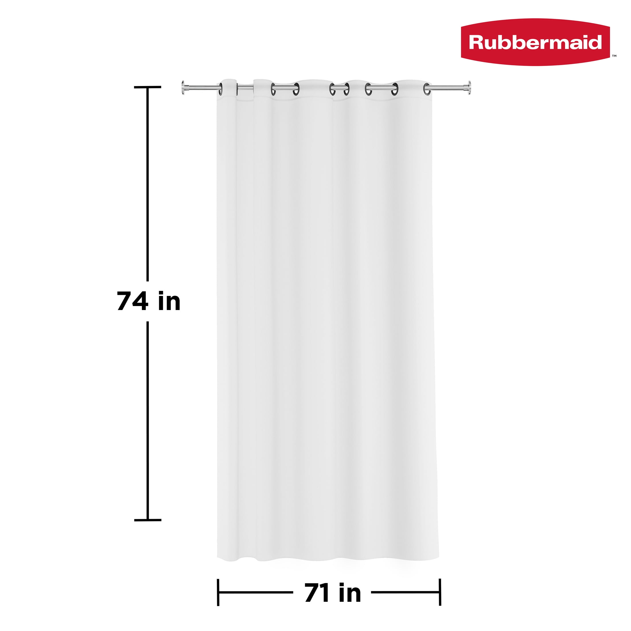 Rubbermaid Frosty No Hook 3-in-1 Waterproof Heavyweight PEVA Instacurtain Shower Curtain with Weighted Magnets and Rustproof Black Rings, 71” x 74”