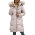 thumbnail image 2 of Women's 2026 Korean Style Puffer Coat, Knee Length Oversized Parka, Luxurious Faux Fur Collar Winter Jacket, Thickened Loose Fit Down Alternative Coat Pink L, 2 of 9