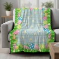 thumbnail image 2 of Green Easter Blanket Soft Cozy Warm Throw Blanket for Couch, Plush Fuzzy Flannel Fleece Blankets for Sofa, Spring Floral Eggs Elegant Pastoral Wooden Bed Blankets Lightweight Gifts for Women, 50"x60", 2 of 9