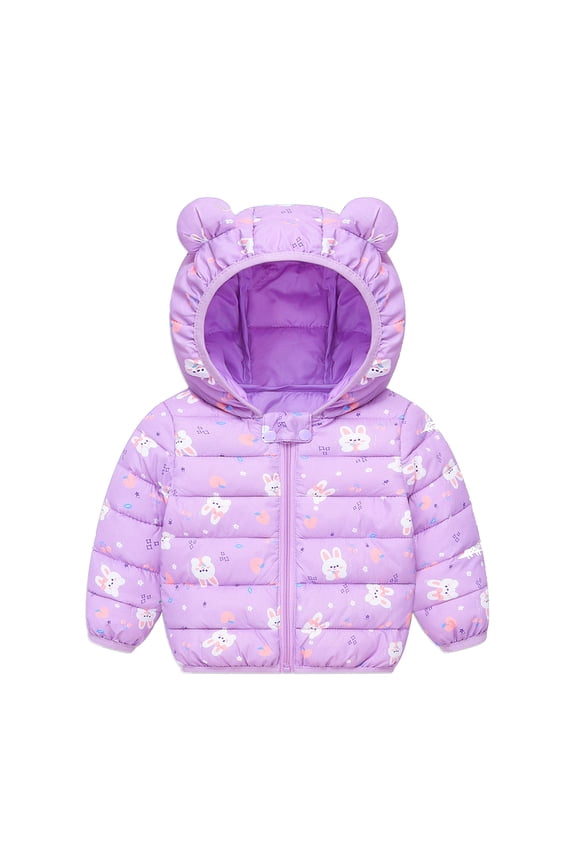 Winter Down Coats for Kids Baby Boys Girls Light Puffer Padded Jacket with Hoods Infant Outerwear Cute Baby Girls Jacket Jacket For Girls Boys Lightweight Jacket 12 Months-4 Years