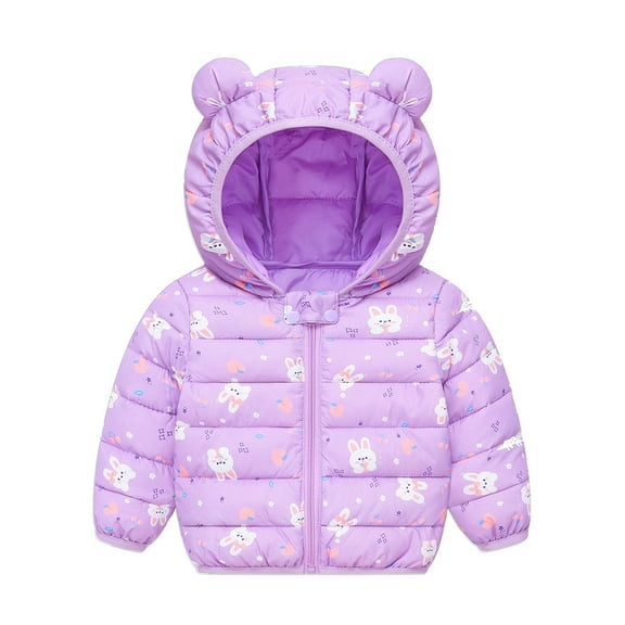 Winter Down Coats for Kids Baby Boys Girls Light Puffer Padded Jacket with Hoods Infant Outerwear Cute Baby Girls Jacket Jacket For Girls Boys Lightweight Jacket 12 Months-4 Years