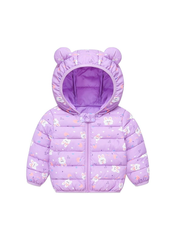 Winter Down Coats for Kids Baby Boys Girls Light Puffer Padded Jacket with Hoods Infant Outerwear Cute Baby Girls Jacket Jacket For Girls Boys Lightweight Jacket 12 Months-4 Years