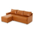 thumbnail image 2 of Muumblus 80.7" Modern Mid-Century Reversible L-Shaped Sectional Sofa for Living Room, Brown Faux Leather, 2 of 11