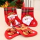 thumbnail image 2 of Ounissouiy Árbol de Navidad decoración lindo oso de Papá Noel rejilla roja medias de Navidad soporte para dulces Goodie bolsa colgante fiesta Kits de decoración para fiestas Muñeco de nieve, 2 of 6