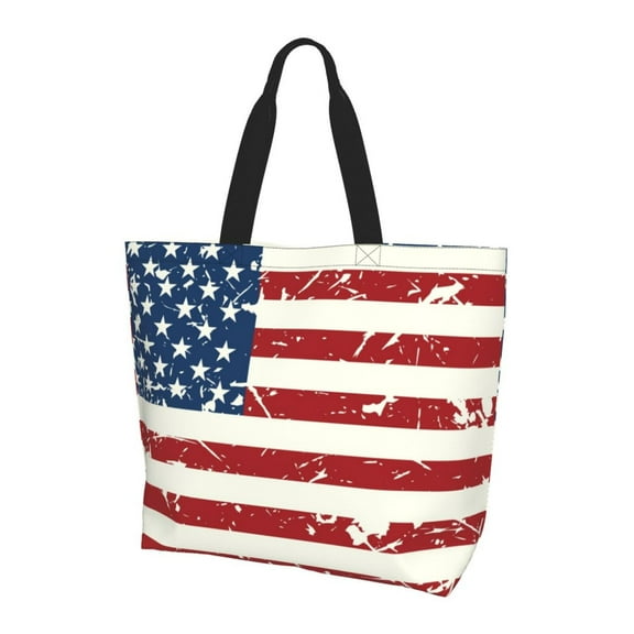 Yiaed Vintage American Flag Print Handbag for Women Tote Purse Shoulder Bag Large Fashion Hobo Purse Handbag Shopping Tote