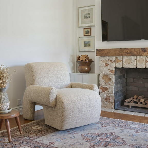 Rura Accent Chair Heathered Beige Accent Chair, Modern Style, Armrest support, Pine Wood, Indoor Living