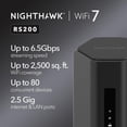 thumbnail image 2 of Open Box Restored NETGEAR Nighthawk Dual-Band WiFi 7 Router (RS200) – Security Features, BE6500 Wireless Speed (up to 6.5Gbps) - Covers up to 2,500 sq. ft., 80 Devices – 2.5 Gig Internet Port, 2 of 6