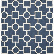 SAFAVIEH Cambridge Joyce Geometric Shapes Wool Area Rug, Navy Blue/Ivory, 6' x 6' Square