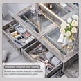 thumbnail image 4 of wow97e Farmhouse Vanity Desk with Touch Screen LED Mirror, Makeup Vanity Desk with Charging Station, 6 Drawers, Glass Top, Rustic Wood Dressing Table for Bedroom, 4 of 7