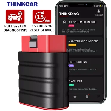 Thinkcar ThinkDriver Bluetooth OBD2 Scanner Diagnostic Tool with 15 Maintenance Resets, In jector Co-ding, DPF, SAS EPB TPMS Brake Oil Reset, Car Code Reader for iOS Android