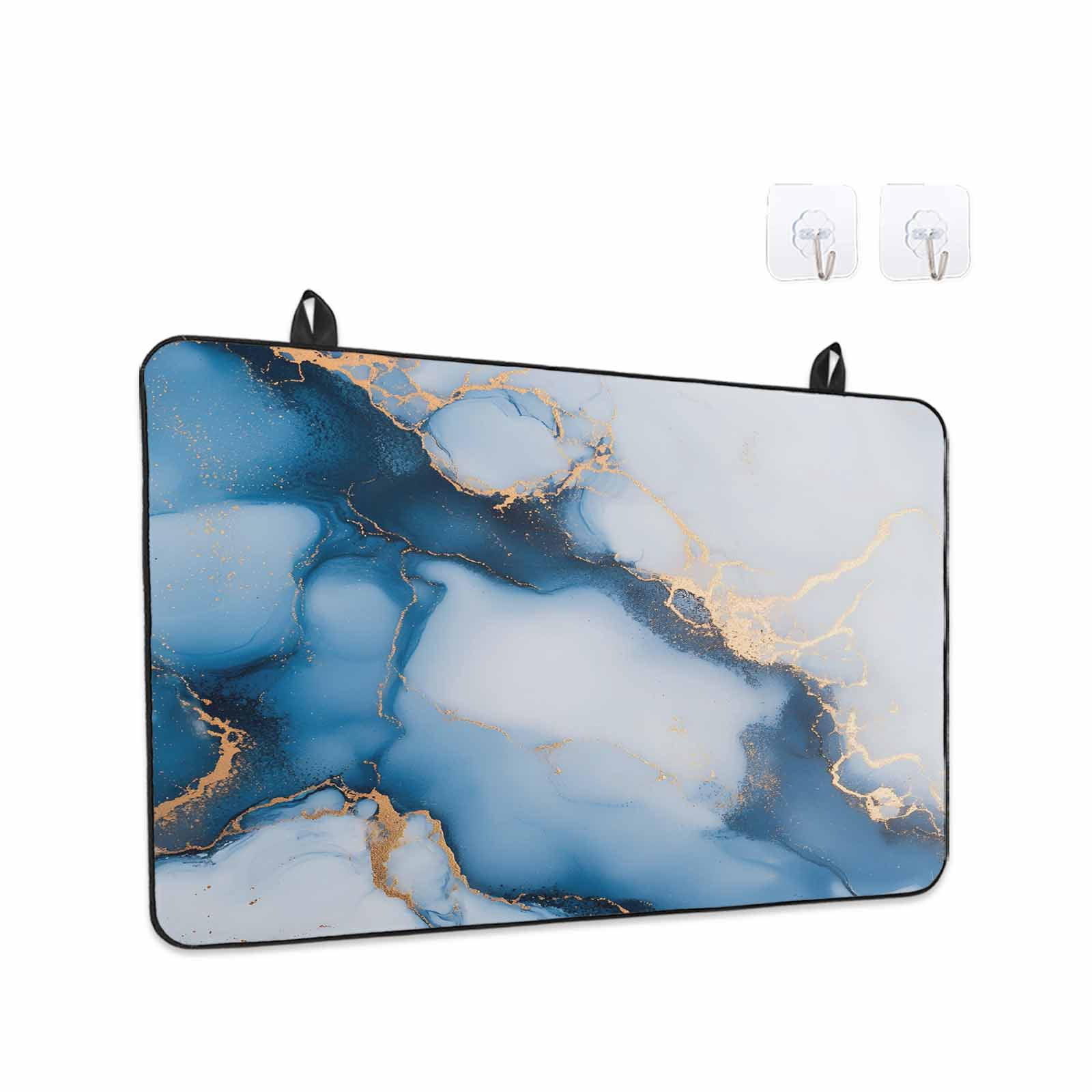 Blue Marble Stove Top Cover for Electric Stove, Heat-proof & Non Slip Glass Top Stove Cover Protector, Modern Gray Golden Abstract Gradient Art Kitchen Flat Cooktop Rubber Mat 24x21 Inches