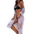 thumbnail image 2 of VISgogo Mujeres Playa Malla Cubrir, Traje de baño Smock Floral Impreso Encaje Abierto Kimono Verano Ropa de Playa VISgogo moda, 2 of 6