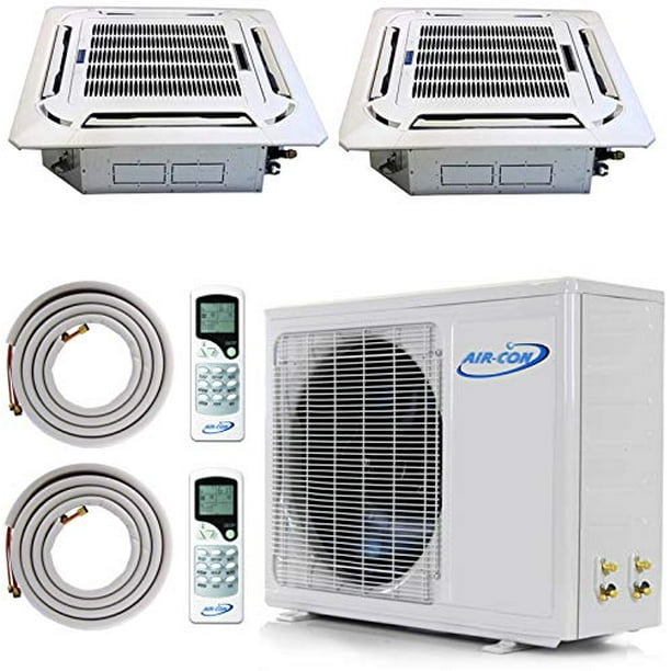 Multi Zone Mini Split Ductless Air Conditioner Dual 2 Zone 12000 + 24000 PreCharged Inverter