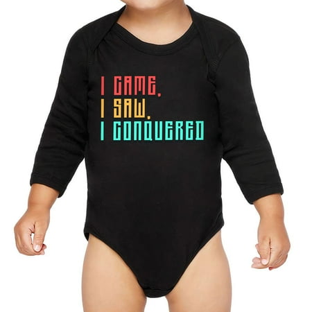 

I Came I Saw I Conquered Baby Long Sleeve Onesie - Cool Baby Long Sleeve Bodysuit - Baby One-Piece