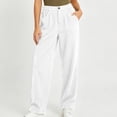 thumbnail image 2 of Sevevn Women's Relaxed Corduroy Trousers High Rise Partial Elastic Waist Single Button Wide Leg Pants with Pockets Cozy Thick Fabric All Match Everyday Outfits, 2 of 7