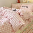 thumbnail image 1 of Pink Gingham Check Duvet Cover Twin Pink White Bowknot Plaid Pattern Printed Microfiber Comforter Cover Ultra Soft Lightweight Checked Geometric Bedding Set with Pillow Sham for Kids Girls, 1 of 6