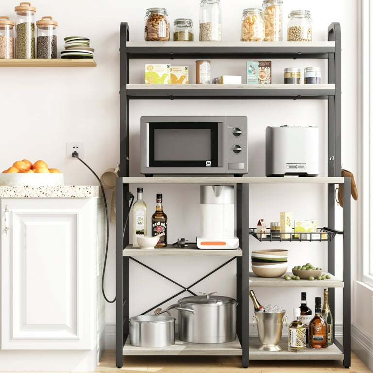 Kitchen Baker's Rack, 6 Tier Storage Cabinet with Power
