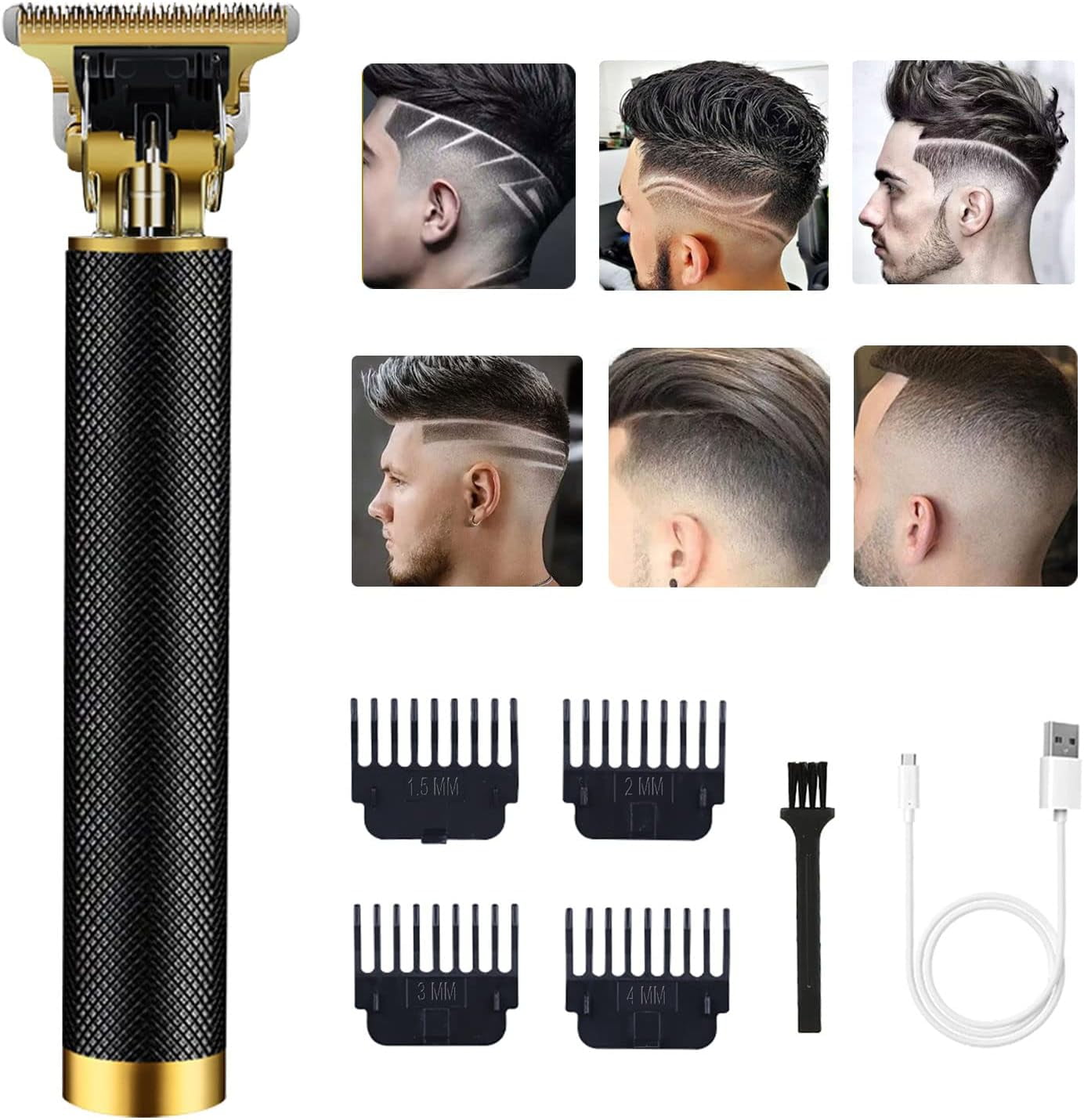 Professional Hair Clippers, T-Blade Cordless Hair Trimmer for Men 0mm Baldheaded Hair Clipper Zero Gapped Detail Grooming Kit(Black) - Walmart.com
