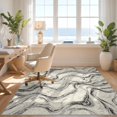 thumbnail image 3 of Design&I 3'x5' Washable Accent Rug Pet Friendly & Non-Slip Built-In Grip Floorcarpet Motif Flowing Veins Ivory Field Grey Accessories for Bedroom, Walk-in Closet, 3 of 7