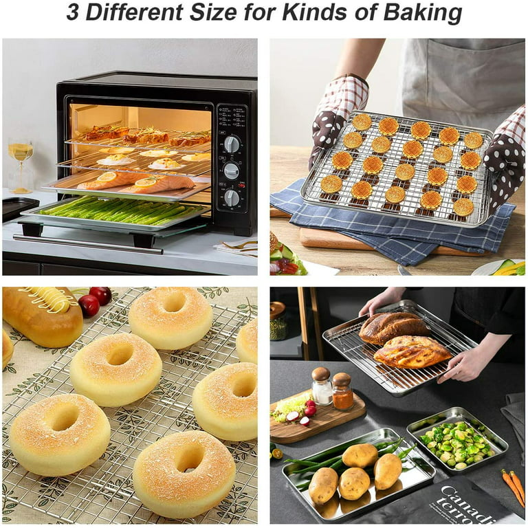 Cooling Rack Set for Baking Cooking Roasting Oven Use, Cribun 2-Piece  Stainless Steel Grill Racks, Fit Small Cookie Sheets - Oven & Dishwasher  Safe ,Rectangle 15.3*11.3*0.6 