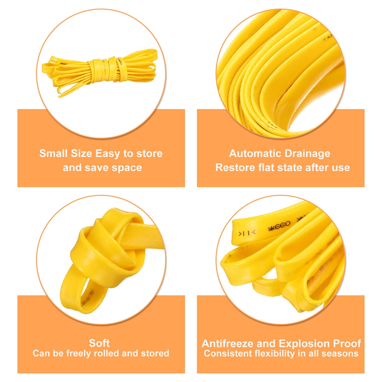 Uxcell Garden Hose 65ft Durable TPE Anti-Kink Water Hose Non-Expanding Flexible Yard Hose with Universal Water Connector Fittings for Outdoor Watering Cleaning House Car Wash, Yellow