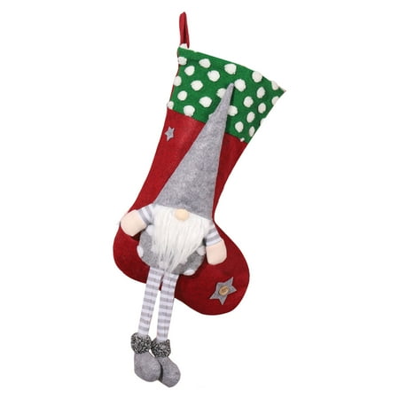 

Hadanceo Christmas Stocking Long-legged Male/Female White Whiskers/Braid Faceless Gnome Doll Dot Top Scene Layout Cute Hanging Xmas Tree Gift Bag Pendant Party Favors