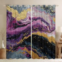 Feelyou Marble Ombre Curtains Pack of 2 (42x84 Each) for Adult, Purple Grey Stripes Curtains Blackout, Watercolor Artwork Bedroom Curtains, Black Out Curtains Decor