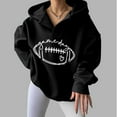 thumbnail image 2 of Xudanell Crewneck Sweatshirt Athletic Football Lady Hoodie Waist Sweater Running Clothes for Women Black XL, 2 of 4