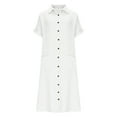 thumbnail image 6 of Women Button Down Shirt Dress Summer Short Sleeve Collared Dresses Casual Loose Midi Dress with Pockets, 6 of 8