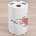 thumbnail image 1 of Romantic Ceramic Toothbrush Holder, Love Lettering Heart and Tulip Lily Flower Bouquets Anniversary Doodle Composition, Decorative Versatile Countertop for Bathroom, 4.5" X 2.7", Multicolor, 1 of 4