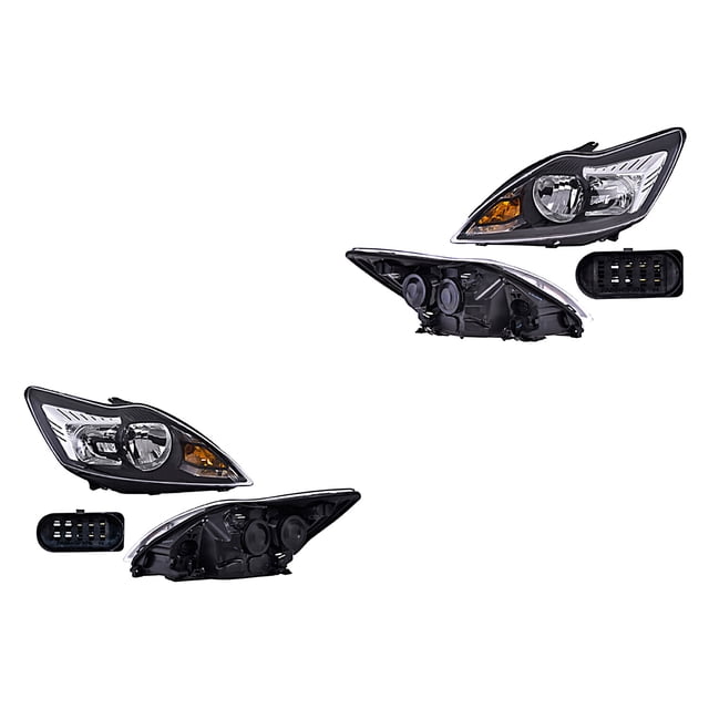 Par de Faros Manual DEPO Negro 2009 A 2011 Ford Focus