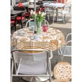 thumbnail image 5 of Outdoor Tablecloths with Umbrella Hole & Zipper, Orange Floral Round Tablecloths 60 Inch, Vintage Flowers Botanical Farmhouse Greek Key Waterproof Table Cloth, Patio/Pool/Picnic Table Covers, 5 of 8