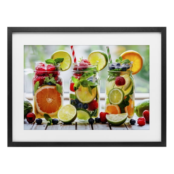 Stupell Industries Farmhouse Vibrant Citrus & Berry Infusion Black Framed Print Under Glass, 20 x 14, by Lazar Studio