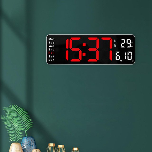 Reloj Digital Eléctrico Dormitorio Decoración Temperatura Escritorio Colgante con Control Remoto USB Reloj de Pared / Tablw para Dormitorio, , Rojo-B perfecl Reloj de pared digital