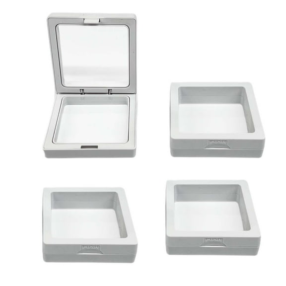 TISHITA 4x 3D Floating Frame Display Case, Display Case Thin Film 3D Floating Jewelry Frame Jewelry Storage Box for Antique Gift White