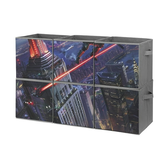 Collapsible Oxford Fabric Storage Cubes with Handles, Large Mid Foldable Oxford Cloth Bins Set of 2/6, Closet Organizers for Shelves Clothes Home Kitchen Toy - Hero