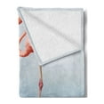 thumbnail image 2 of Flamingo Soft Flannel Fleece Throw Blanket, Exotic Birds Necks Shape as Heart with Reflections on Water, Cozy Plush for Indoor and Outdoor Use, 60" x 80", Dark Salmon Blush, by Ambesonne, 2 of 5