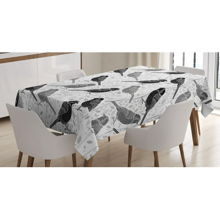 

Grey Decor Tablecloth Floral Flower Buds Leaves Pattern English Country Style Victorian Image Print Rectangular Table Cover for Dining Room Kitchen 60 X 84 Inches Grey White by Ambesonne