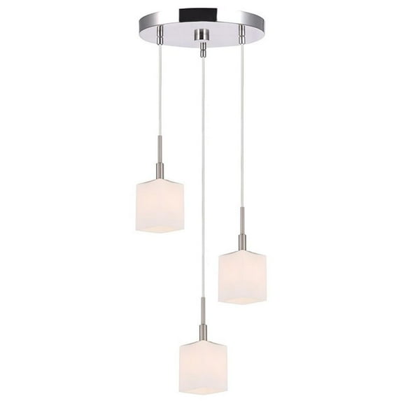 Woodbridge Lighting Langston 3-Light Metal Cluster Pendant in Satin Nickel