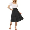 thumbnail image 2 of INSPIRE CHIC Women's Midi Skirts Solid Elastic Waist Flare A-Line Tiered Skirt with Pockets L Black, 2 of 7