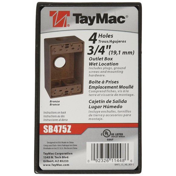 Caja estanca TayMac SB475Z de 1 módulo, 4 salidas, bronce