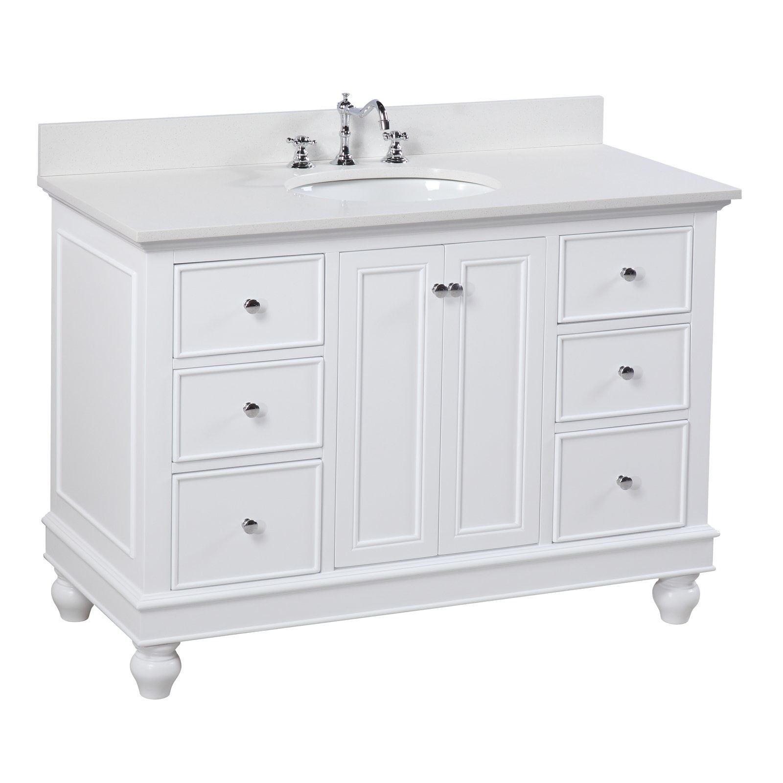 Bella 48" Bathroom Vanity with White & Quartz Top