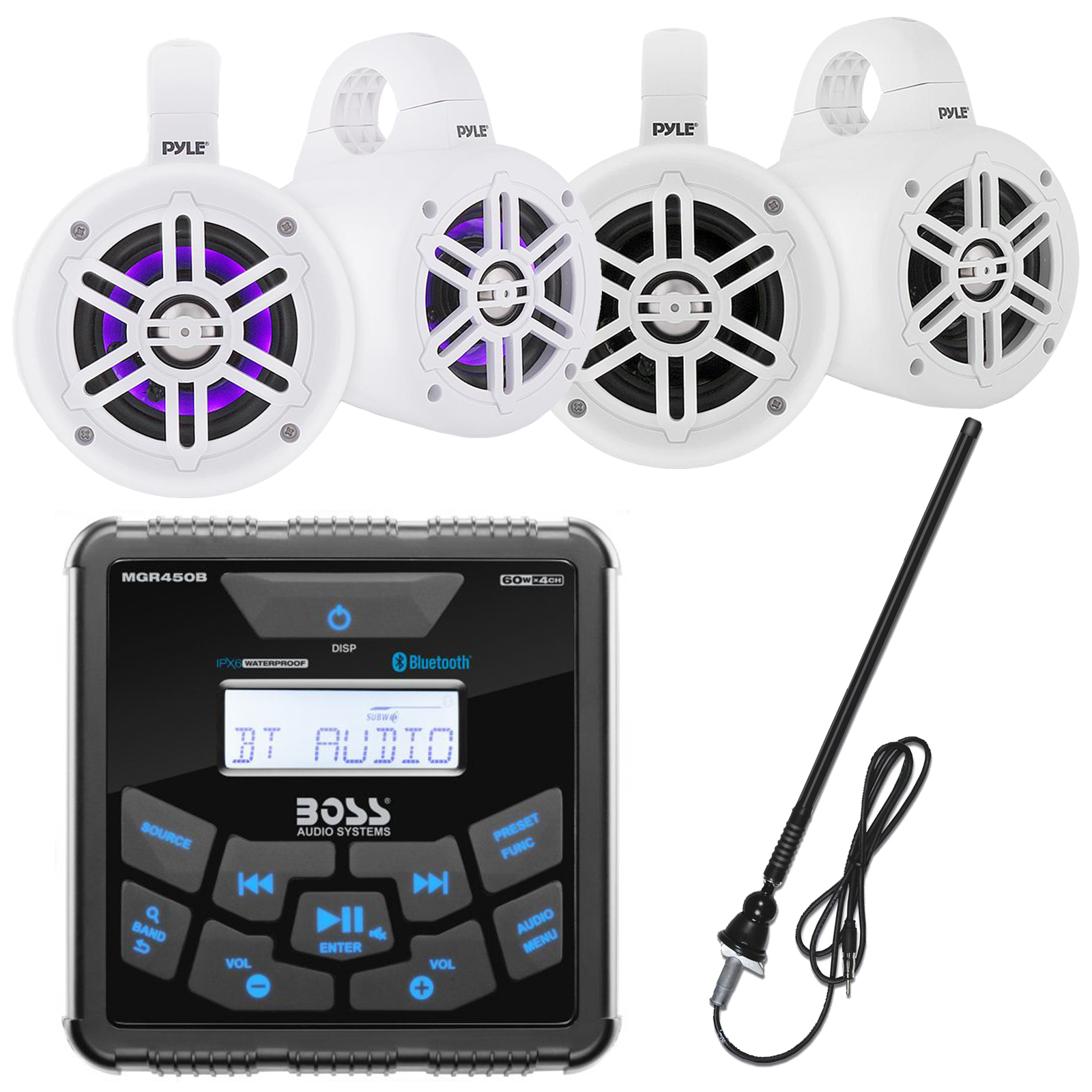 BOSS Audio InDash Marine Gauge Mount Bluetooth Digital Media MP3 AM/FM USB Weatherproof