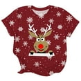 thumbnail image 4 of IWRICH Christmas T Shirts Plus Size for Women Round Neck Short Sleeve Tops Holiday Reindeer Printed Loose Casual Tees XL, 4 of 4