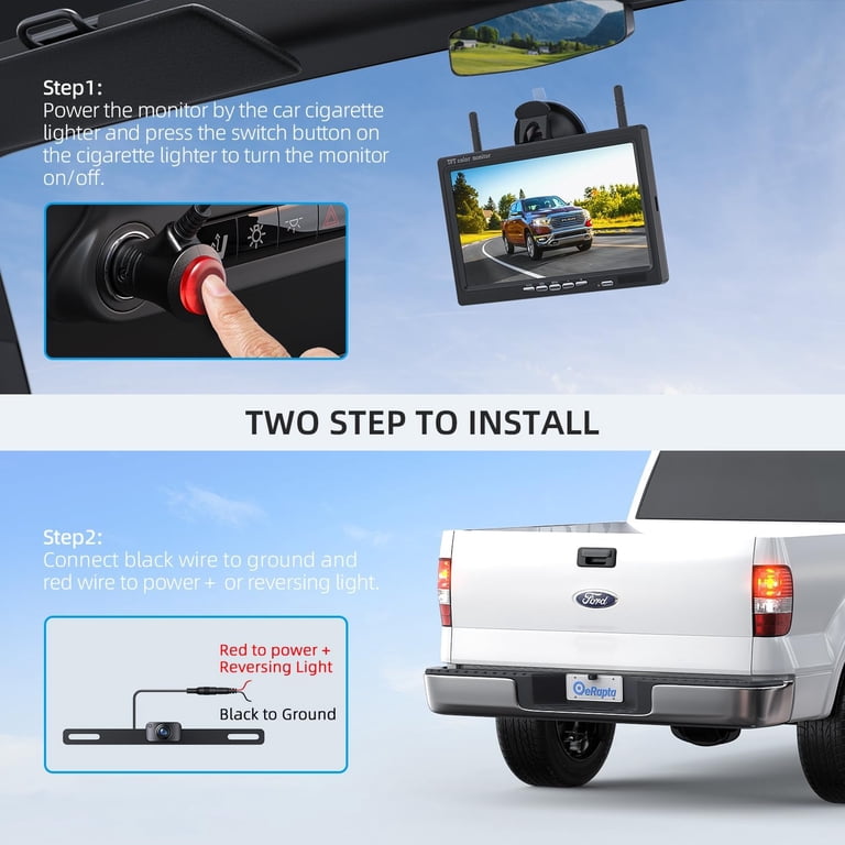 eRapta AWT7 Wireless Backup Camera, 1080P HD, 7" Monitor photo 2