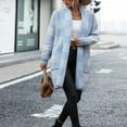 thumbnail image 3 of Femmes 2023 Automne Long Pull à Carreaux Ouvert devant Chunky Tricot Cardigan Pull Manteau, 3 of 7